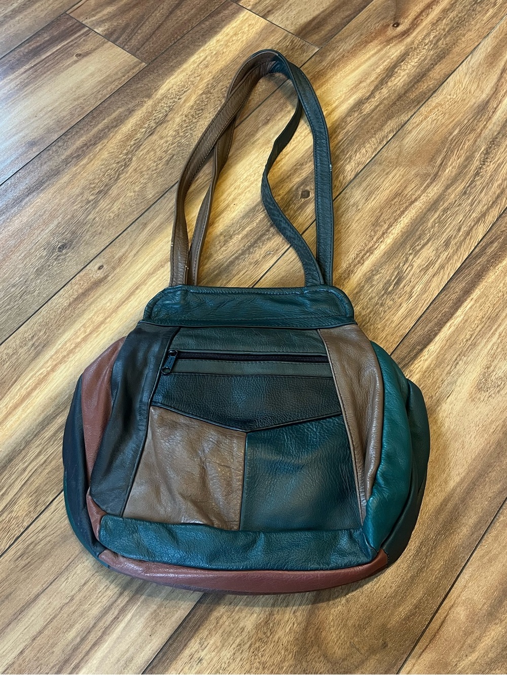 Patchwork leather dark moody vintage purse made in Mexico shoulder bag